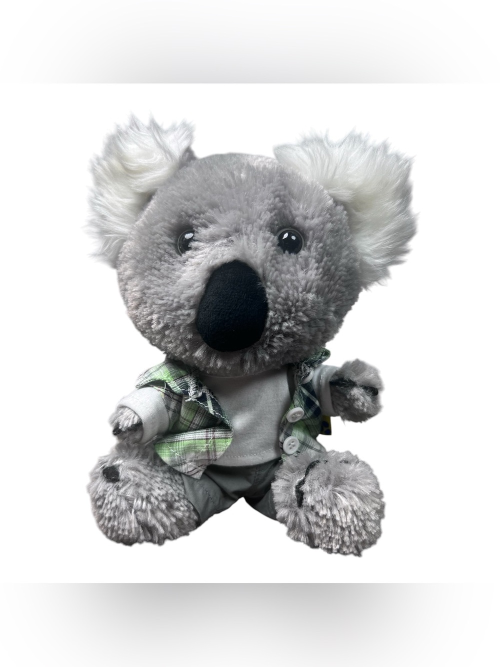 Build A Bear Smallfrys Fuzzy KOALA Bear PLUSH 7" Plush w/Plaid Shirt Outfit 2011